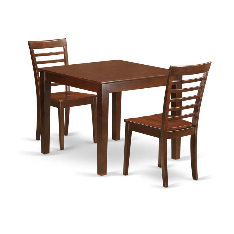 3 PcKitchen Table set with a Dining Table and 2 Dining Chairs in Mahogany