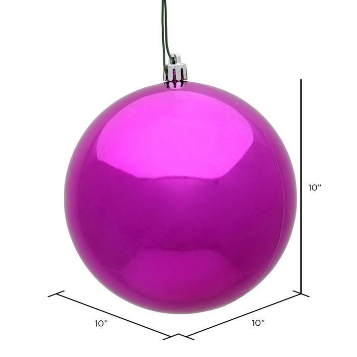 Vickerman 10" Fuchsia Shiny Ball Ornament.