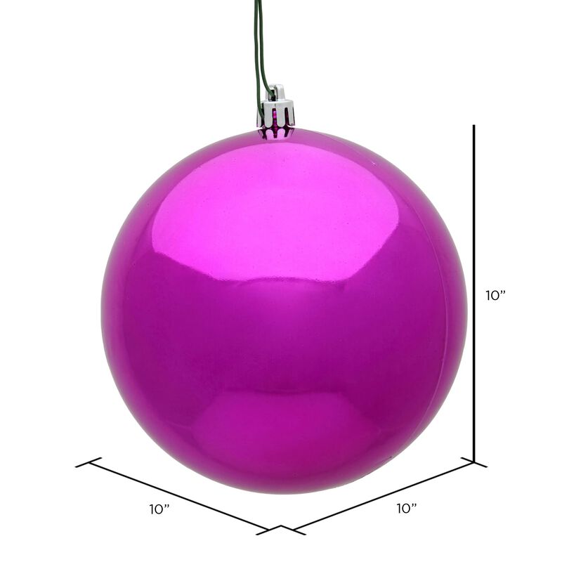 Vickerman 10" Fuchsia Shiny Ball Ornament. image number 1