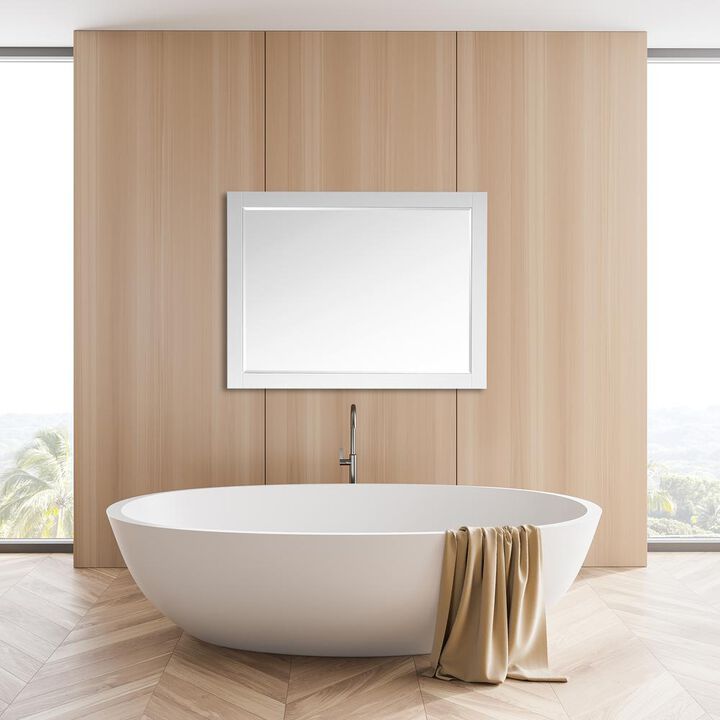 Altair 48 Rectangular Bathroom Wood Framed Wall Mirror in White