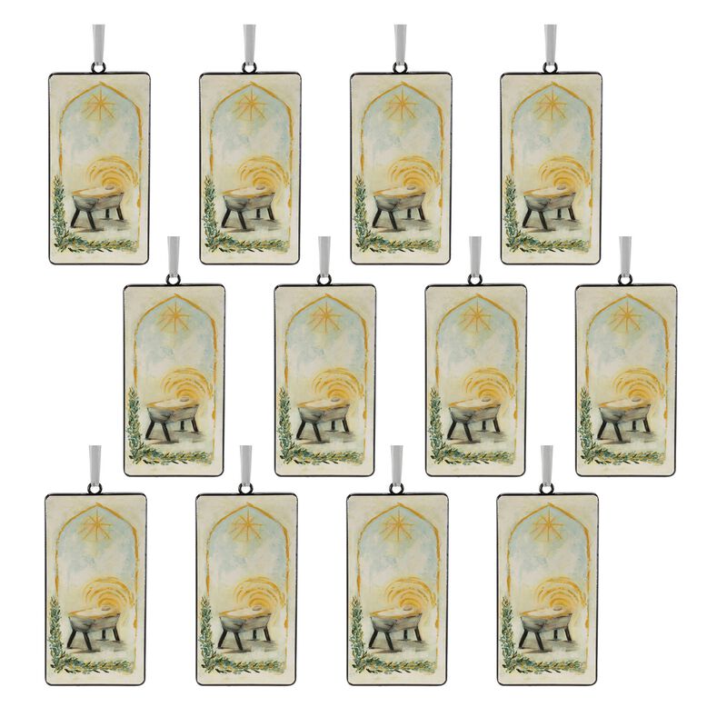Set of 12 Nativity Manger Ornaments for Christmas Tree or Religious Holiday Decor
