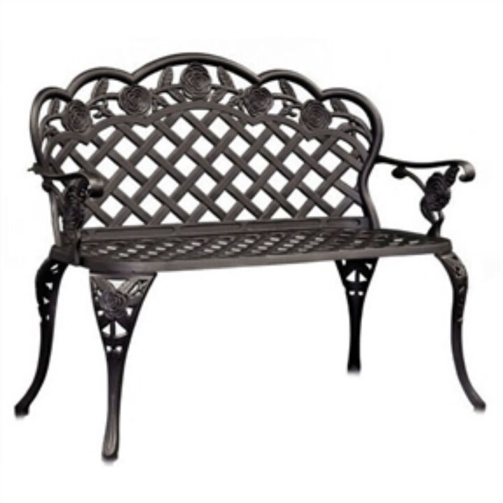 Cast Aluminum Outdoor Garden Bench for Patio and Backyard Seating