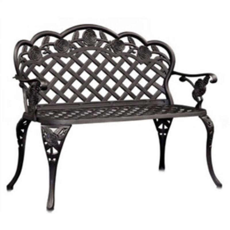 Cast Aluminum Outdoor Garden Bench for Patio and Backyard Seating