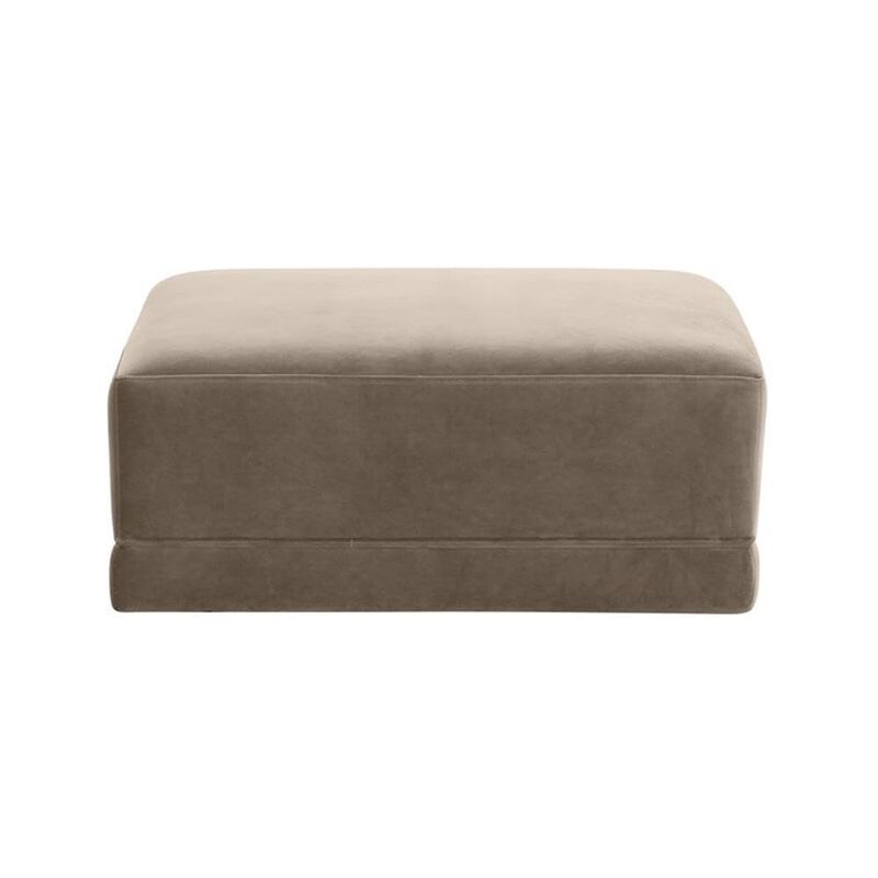 TOV Furniture Willow Taupe Velvet Upholstered Ottoman image number 2