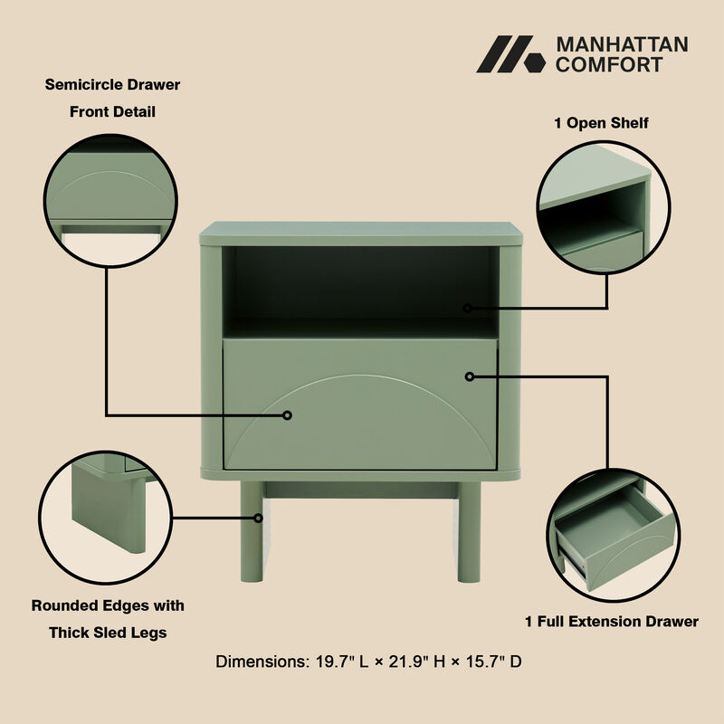 Ella Green Nightstands (Set of 2)