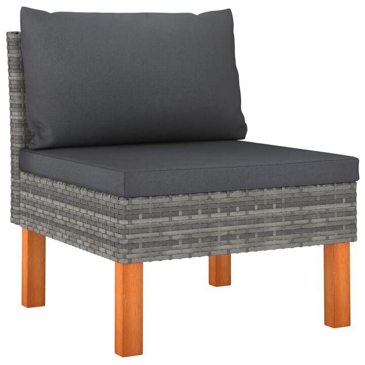 Feno 2pc Outdoor Modular Loveseat Sofa, Dark Gray Fabric, Poly Rattan - Benzara