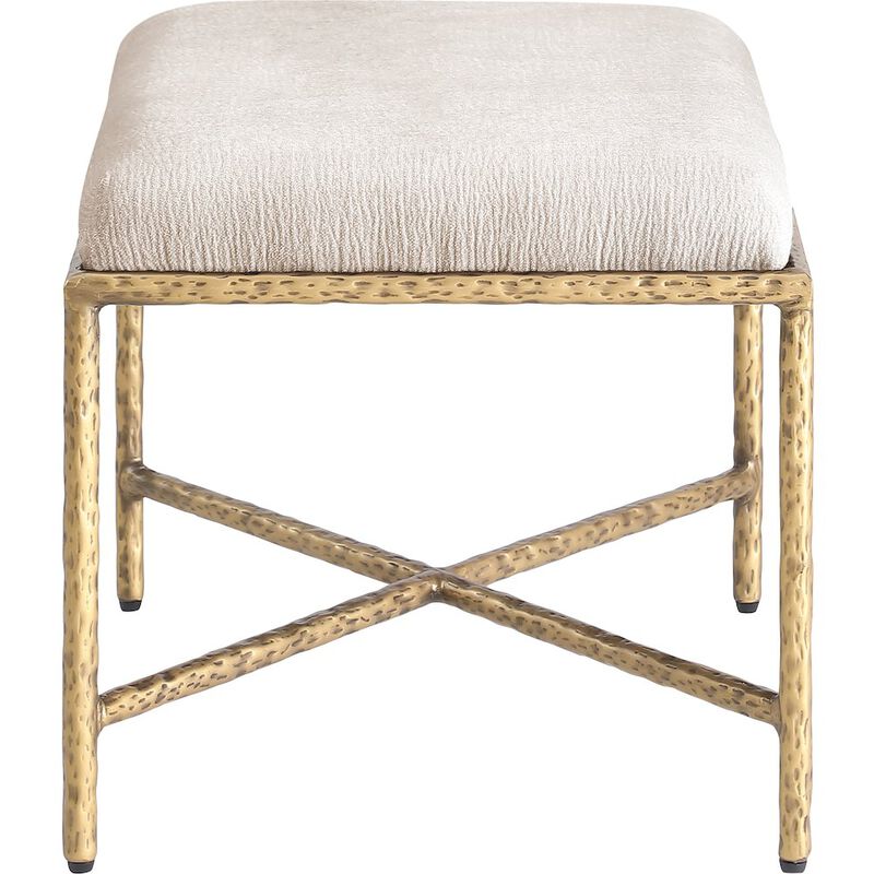 Meridian Furniture Valley Beige Chenille Fabric Bench