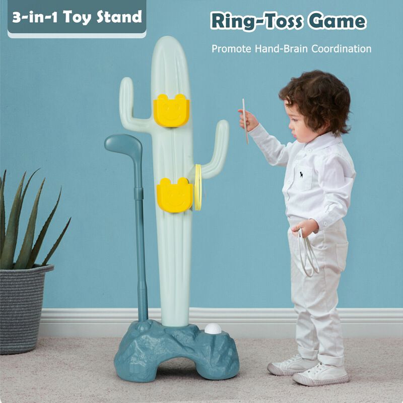 Interactive 3-in-1 Cactus Toy Sports Center with Golf and Ring Toss