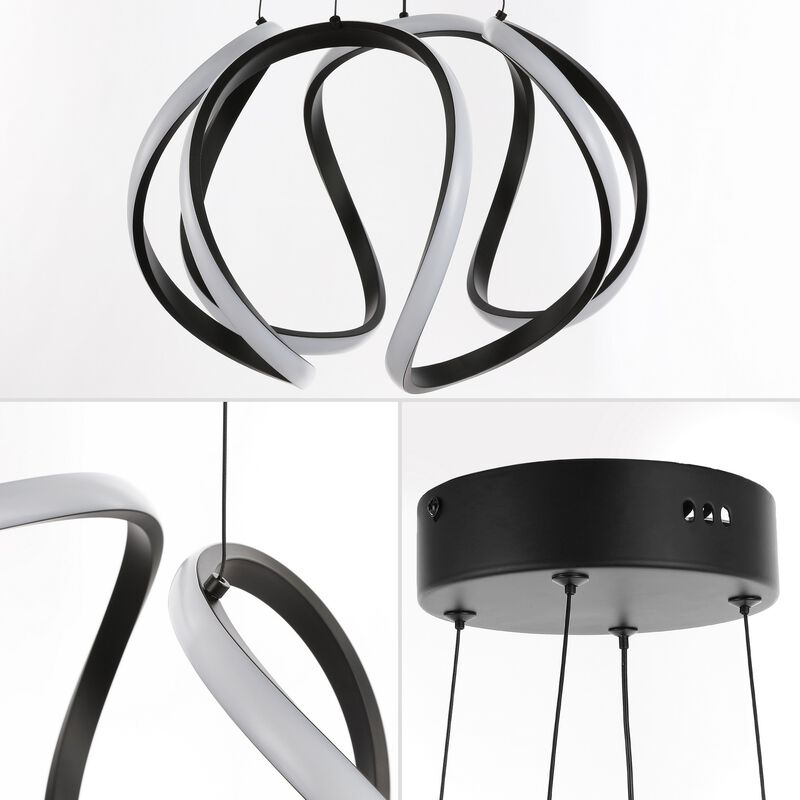 Euphoria 18.5" 1-Light Contemporary Designer Aluminum/Iron Scribble Integrated LED Pendant Light, Black