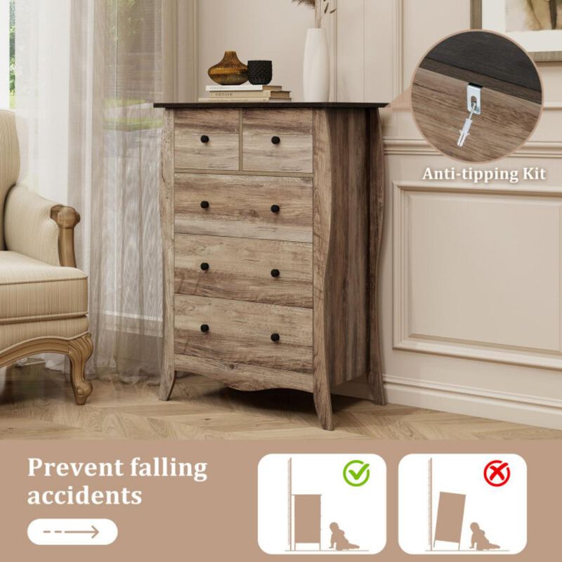 Closet Storage Organizer with 5 Folding Fabric Drawers and Anti-Tipping Kit for Safe and Efficient Storage