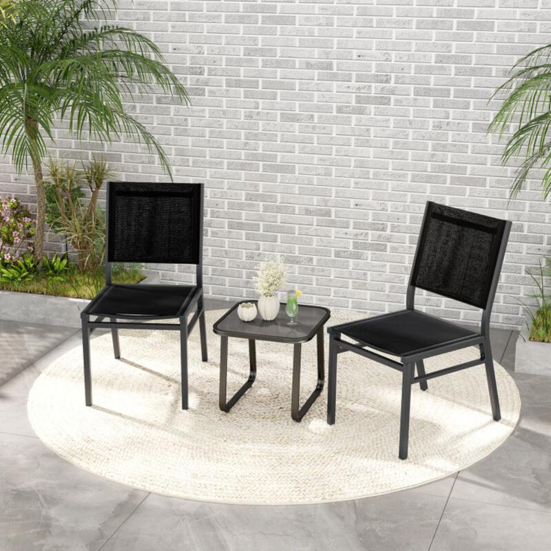 Hivvago Outdoor Dining Chairs with Breathable Seat and Backrest for Backyard Porch Poolside