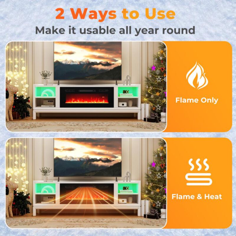 Hivvago 36 Inches Electric Fireplace Heater Recessed with LED Strip Lights and Remote Control
