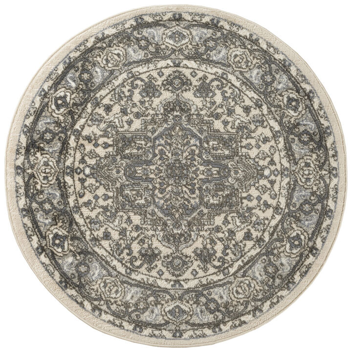 HomeRoots Floral Power Loom Round Rug