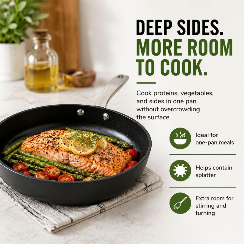 Alva Maestro Nonstick Ceramic Frying Pan - Easy to Clean, Oven Safe and Made without PFAS, PFOA & PTFE - Induction and All Stovetop Compatible with Even Heat Distribution image number 3