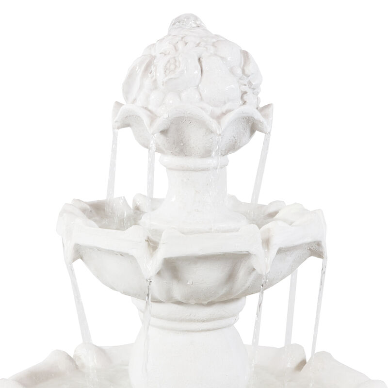 Sunnydaze Fruit Top Fiberglass Outdoor 3-Tier Water Fountain - White