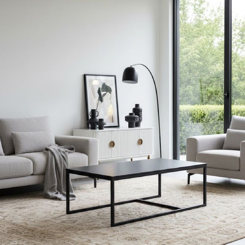 Rectangular Black Marble Coffee Table | OROA Modern Baca image number 1