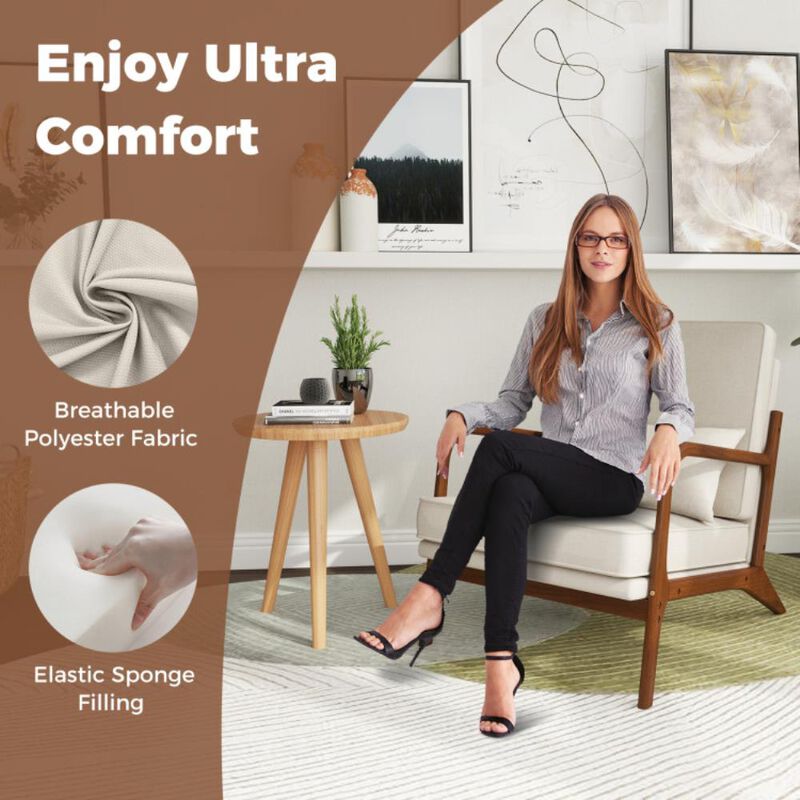 Hivvago Modern Accent Chair with Rubber Wood Armrests and Removable Back