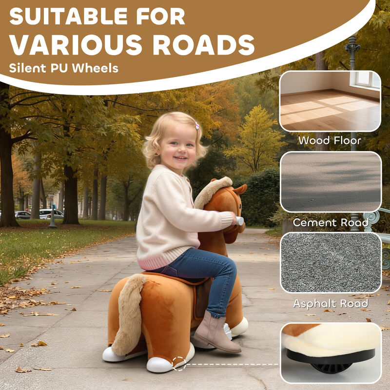 BreeBe 6V Battery Powered Ride on Horse with Music, Forward, Foot Pedal, Soft Touch, Washable Cover, image number 5