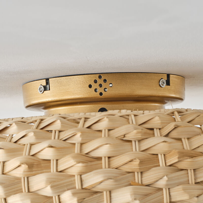 20.5" Farmhouse Antique Gold Caged Hand Woven Bamboo Ceiling Fan with Light and Remote for Bedroom, Hallway or Dining Hall image number 7