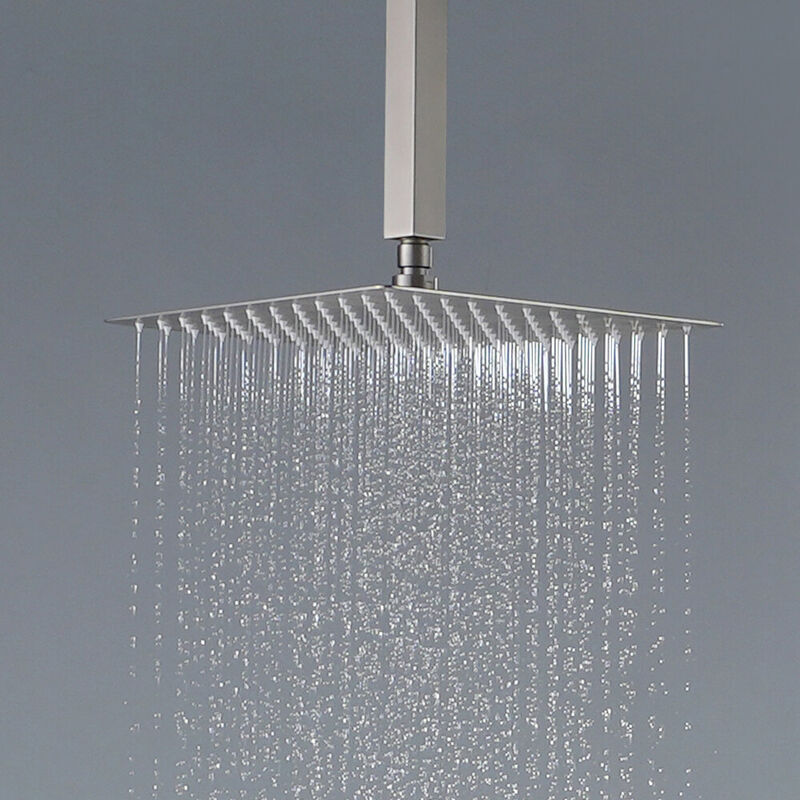 Mondawe Free Combination Handles Wall Mounted 12 Inch Thermostatic 3 Functions 5 Sprays Luxury Shower System with 6 Body Jets and Rough-in Valve Included in Brushed Nickel