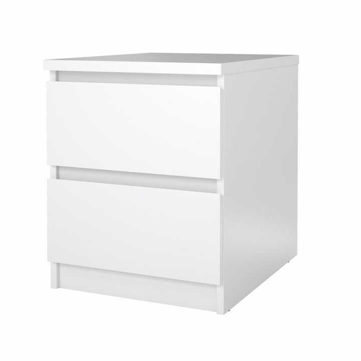 Tvilum 2 Drawer Nightstand White High Gloss