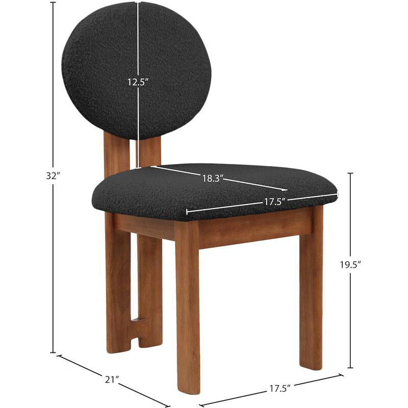 Meridian Furniture Napa Black Boucle Fabric Dining Chair, Set of 2