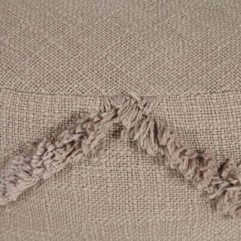 Hivvago 18 Inch Brown Cotton Cylinder Geometric Pouf Ottoman