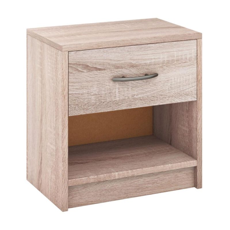 Hivvago Bedside Table Nightstand with Drawer and Open Storage Shelf
