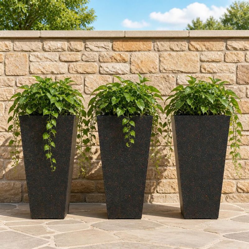 WOW PIONEER Set of Three Tall Flower Planter Pots for Indoor and Outdoor Use, Ideal for Large Plants and Small Trees with Drainage Hole image number 3