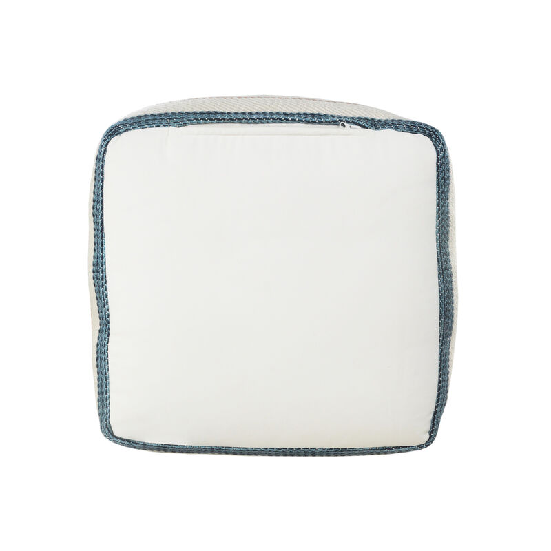 Indoor Outdoor Polyester Striped Pouf Ottoman for Seating and Home Decor