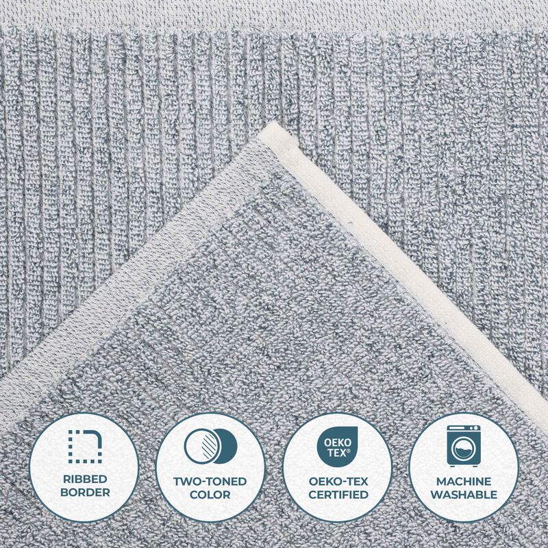 Soft and Absorbent Cotton Blend Bath Sheets, Ribbed Design, Set of 2 image number 3