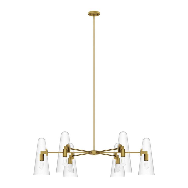 Beacon 6-Light Chandelier in Clear Satin Brass