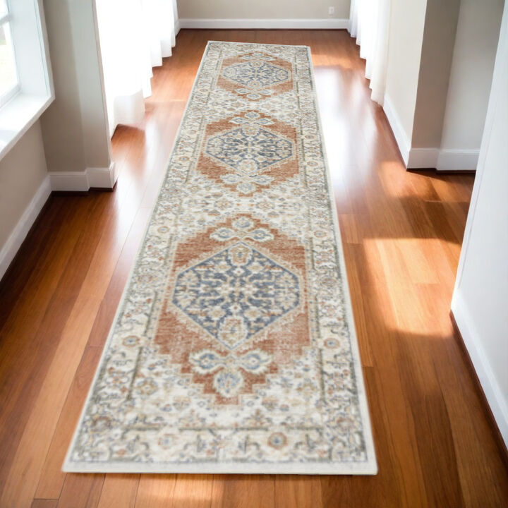 HomeRoots Oriental Distressed Washable Runner Rug