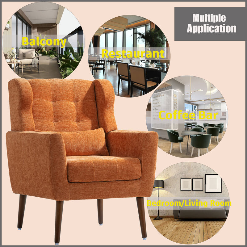 Streamdale Mid Century Modern Orange Upholstered Accent Chair image number 2
