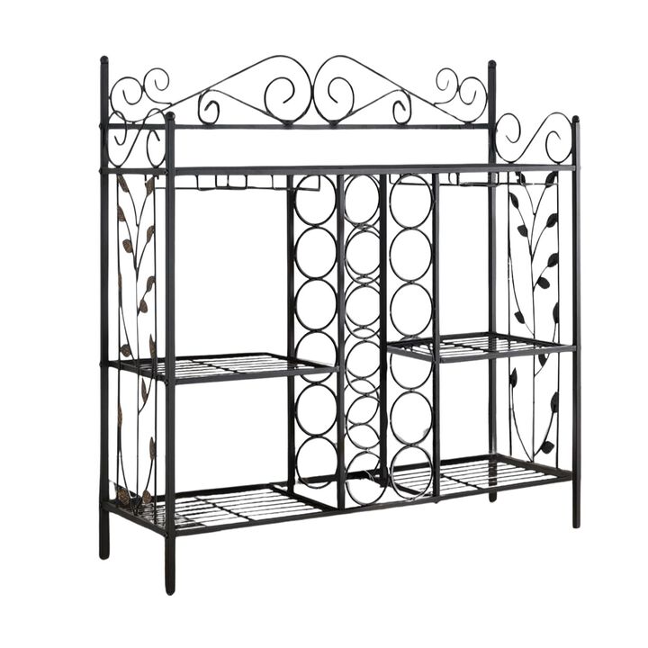 Kings Brand Furniture - Metal Console Table Wine Rack, Liquor Bar Cabinet with Glass Holder, Sofa Table with Storage Shelves for Bar, Buffet, Living Room