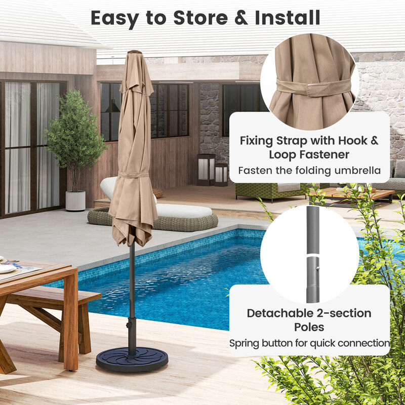 Outdoor Patio Heavy Duty Market Umbrella with Push Button Tilt