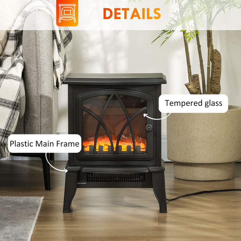 Portable Electric Fireplace Stove, 18" Freestanding Fireplace Heater with Realistic Flame, Overheating Protection, image number 4