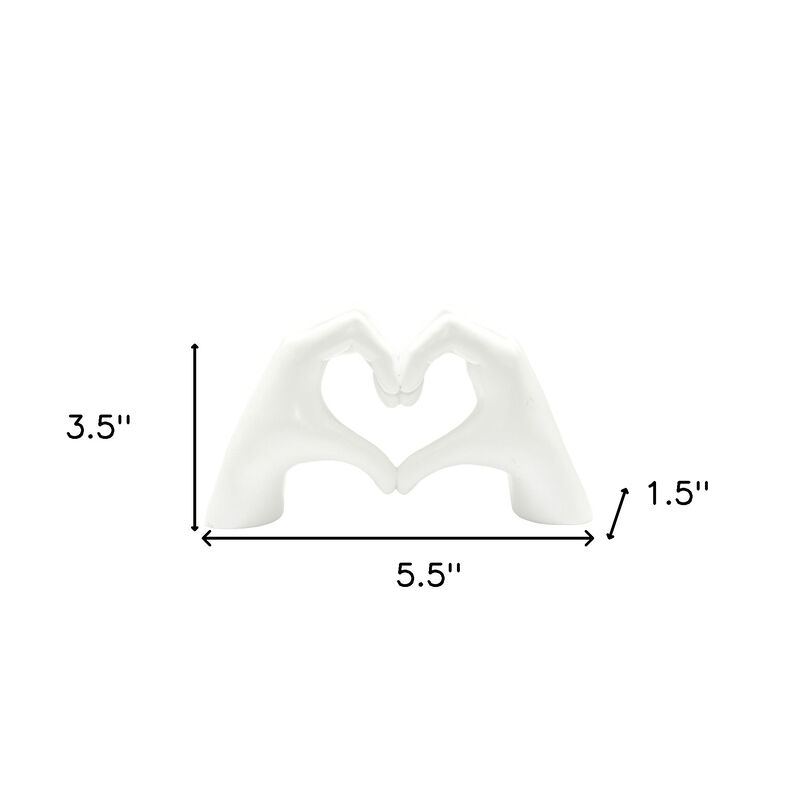 HomeRoots 4" White Resin Heart Hands Tabletop Sculpture image number 5