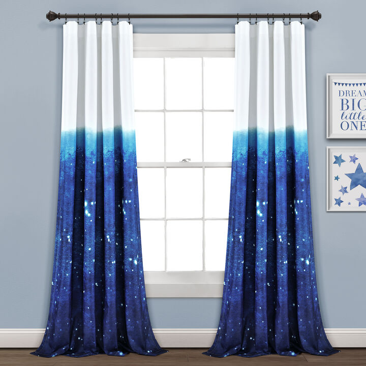 Make A Wish Space Star Ombre Window Curtain Panels Navy/White 52X84 Set