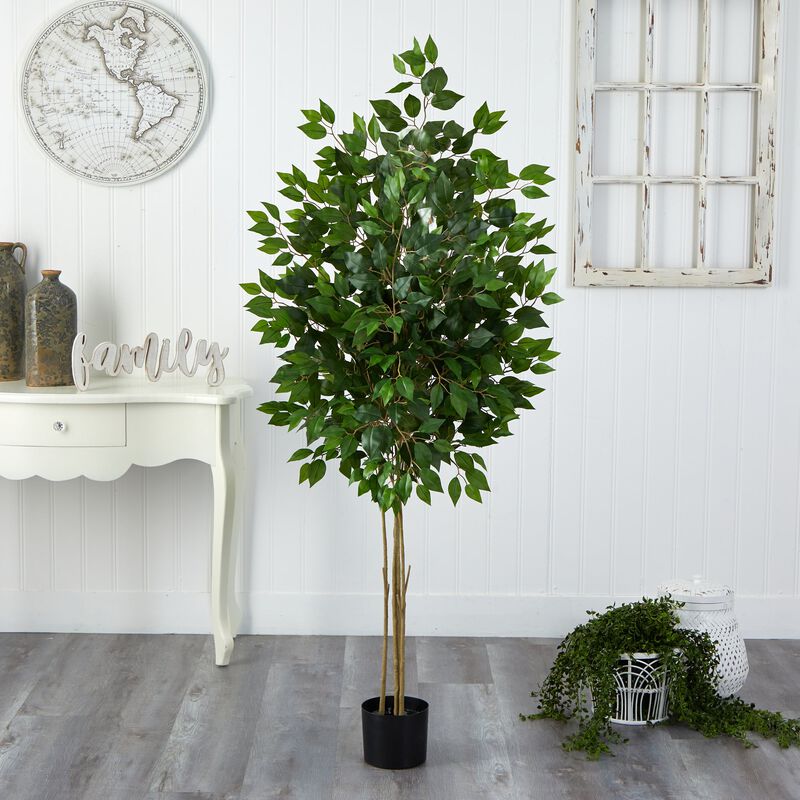 HomPlanti 64 Inches Ficus Artificial Tree UV Resistant (Indoor/Outdoor)