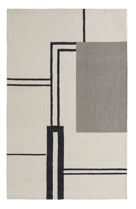 HomeRoots Wool Abstract Geometric Hand Tufted Area Rug