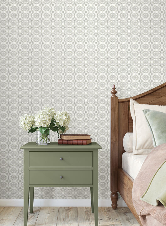 Priti Grey Floral Grid Wallpaper