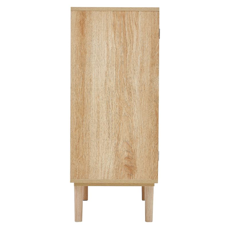 Rattan Storage Cabinet with 2 Magnetic Doors and Adjustable Shelves for Any Room