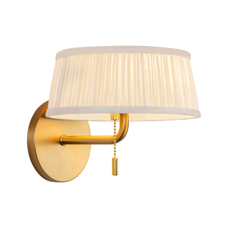 Scout 7-in Damp-Rated Wall/Vanity Light with Patterned Pleated Linen Shade image number 3