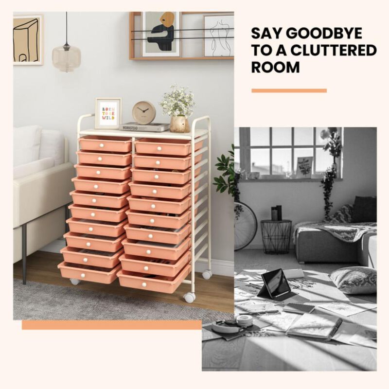 Hivvago 20 Drawers Rolling Storage Cart Studio Organizer
