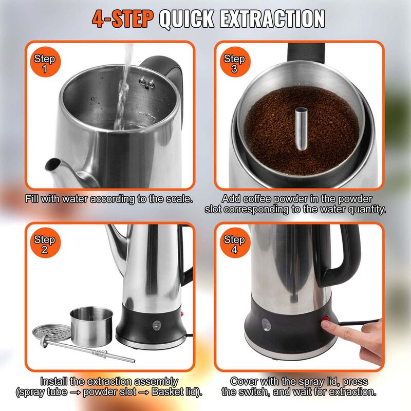 Stainless Steel Electric Coffee Percolator Pot, image number 4