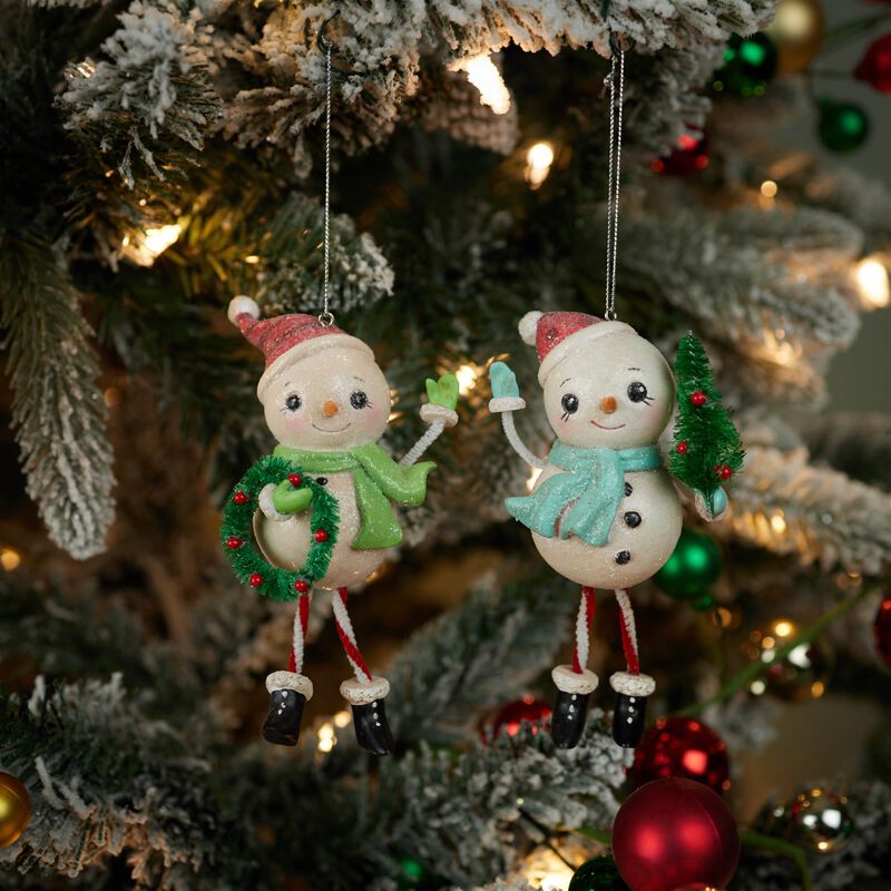 Set of 12 Nostalgic Snowman Ornaments for Christmas Tree or Seasonal Display