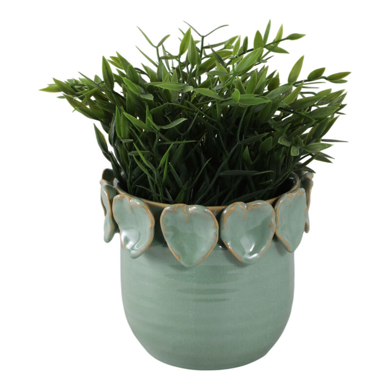 6" Leaf Applique Planter, Green image number 1