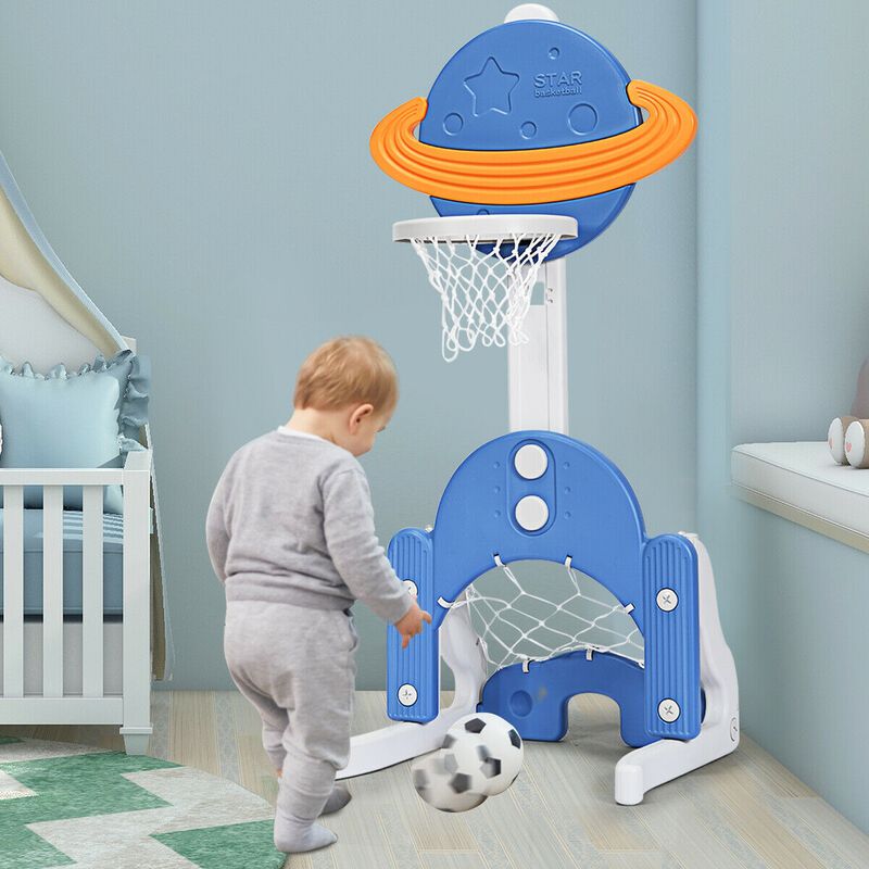 3-in-1 Basketball Hoop Set for Kids, Includes Balls for Active Play
