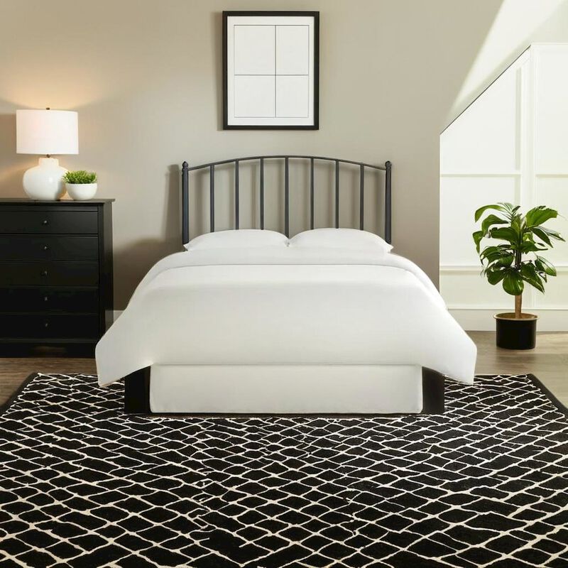 FurniFact Stylish Black Steel Headboard Featuring Modern Farmhouse Design for King Beds
